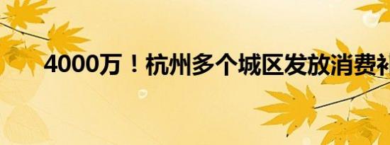 4000万！杭州多个城区发放消费补贴