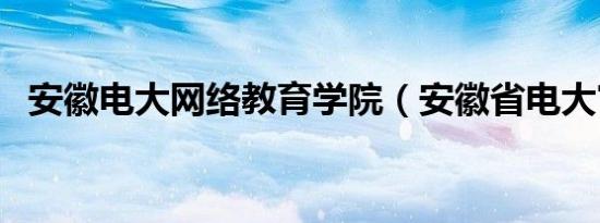 安徽电大网络教育学院（安徽省电大官网）