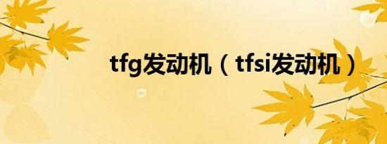 tfg发动机（tfsi发动机）