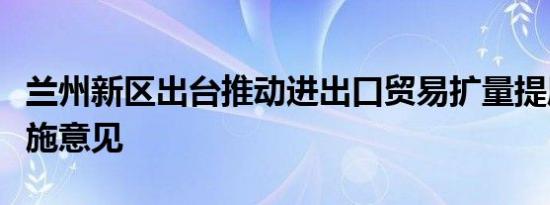 兰州新区出台推动进出口贸易扩量提质增效实施意见