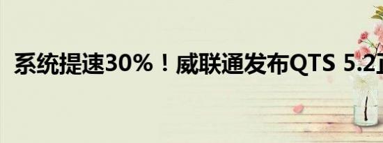 系统提速30%！威联通发布QTS 5.2正式版