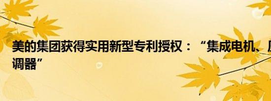 美的集团获得实用新型专利授权：“集成电机、压缩机和空调器”