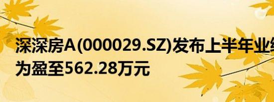 深深房A(000029.SZ)发布上半年业绩，扭亏为盈至562.28万元