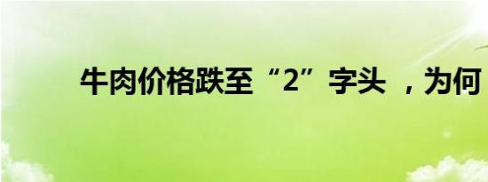 牛肉价格跌至“2”字头 ，为何？