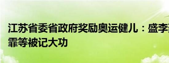 江苏省委省政府奖励奥运健儿：盛李豪、张雨霏等被记大功