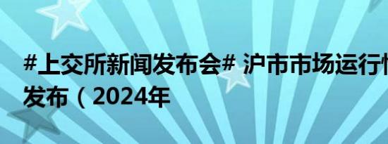 #上交所新闻发布会# 沪市市场运行情况例行发布（2024年