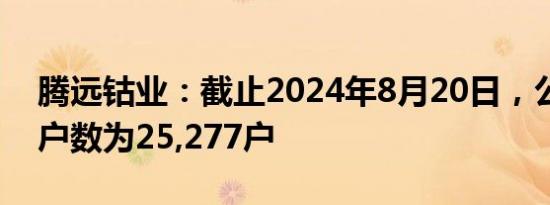 腾远钴业：截止2024年8月20日，公司股东户数为25,277户