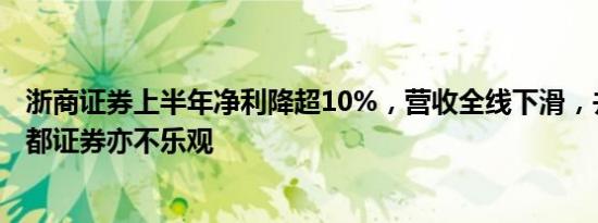 浙商证券上半年净利降超10%，营收全线下滑，并购对象国都证券亦不乐观