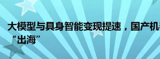 大模型与具身智能变现提速，国产机器人加速“出海”