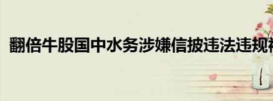 翻倍牛股国中水务涉嫌信披违法违规被立案