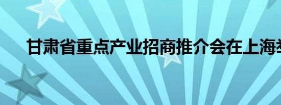 甘肃省重点产业招商推介会在上海举行