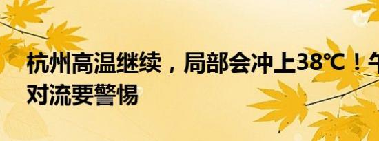 杭州高温继续，局部会冲上38℃！午后的强对流要警惕