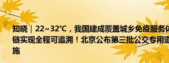 知晓｜22~32℃，我国建成覆盖城乡免疫服务体系，疫苗冷链实现全程可追溯！北京公布第三批公交专用道优化调整措施