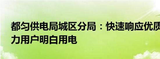 都匀供电局城区分局：快速响应优质服务 助力用户明白用电