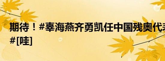 期待！#辜海燕齐勇凯任中国残奥代表团旗手#[哇]