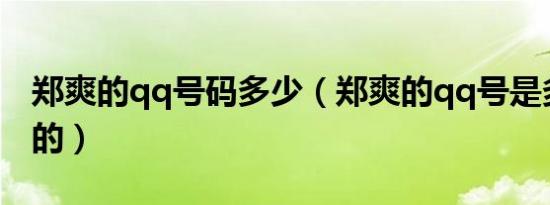 郑爽的qq号码多少（郑爽的qq号是多少要真的）