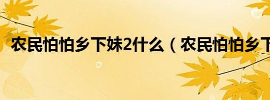 农民怕怕乡下妹2什么（农民怕怕乡下妹2）