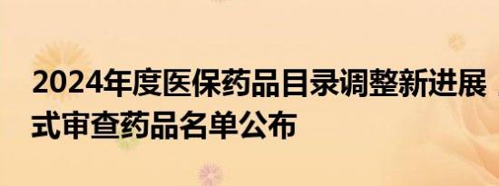 2024年度医保药品目录调整新进展，通过形式审查药品名单公布