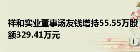 祥和实业董事汤友钱增持55.55万股，增持金额329.41万元