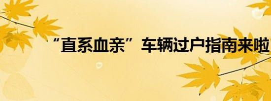 “直系血亲”车辆过户指南来啦！