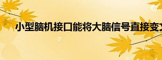 小型脑机接口能将大脑信号直接变文本