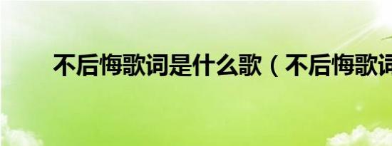 不后悔歌词是什么歌（不后悔歌词）