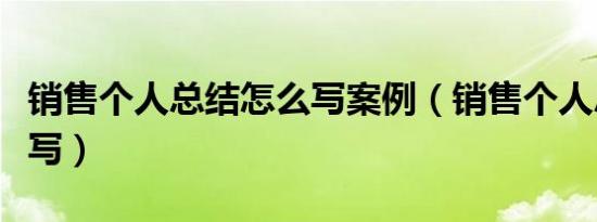 销售个人总结怎么写案例（销售个人总结怎么写）