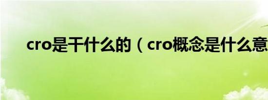 cro是干什么的（cro概念是什么意思）