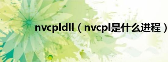 nvcpldll（nvcpl是什么进程）