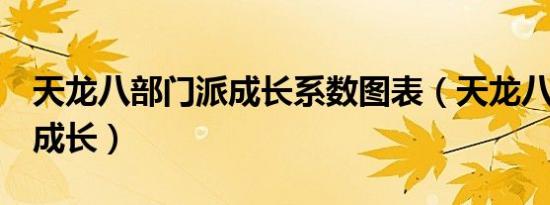 天龙八部门派成长系数图表（天龙八部3门派成长）