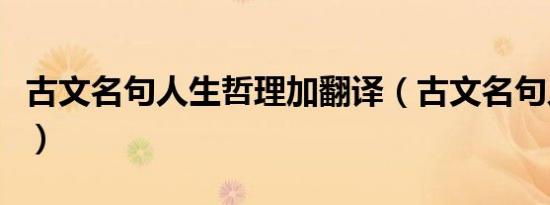 古文名句人生哲理加翻译（古文名句人生哲理）