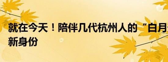 就在今天！陪伴几代杭州人的“白月光”有了新身份