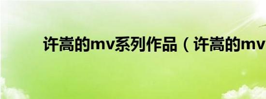 许嵩的mv系列作品（许嵩的mv）