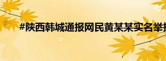 #陕西韩城通报网民黄某某实名举报#