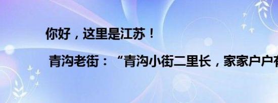 你好，这里是江苏！| 青沟老街：“青沟小街二里长，家家户户有