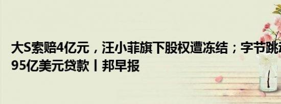 大S索赔4亿元，汪小菲旗下股权遭冻结；字节跳动被曝寻求95亿美元贷款丨邦早报