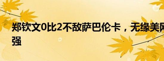 郑钦文0比2不敌萨巴伦卡，无缘美网女单四强