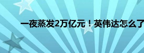 一夜蒸发2万亿元！英伟达怎么了？