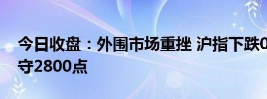 今日收盘：外围市场重挫 沪指下跌0.67%失守2800点