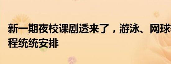 新一期夜校课剧透来了，游泳、网球等体育课程统统安排