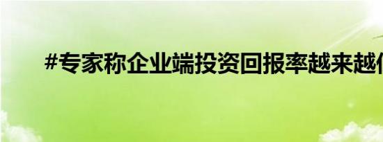 #专家称企业端投资回报率越来越低#