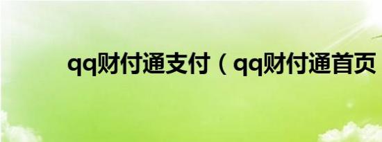 qq财付通支付（qq财付通首页）