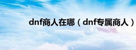 dnf商人在哪（dnf专属商人）