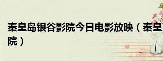 秦皇岛银谷影院今日电影放映（秦皇岛银谷影院）