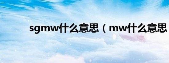 sgmw什么意思（mw什么意思）