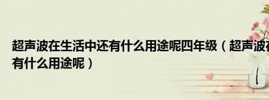 超声波在生活中还有什么用途呢四年级（超声波在生活中还有什么用途呢）