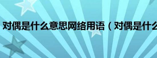 对偶是什么意思网络用语（对偶是什么意思）