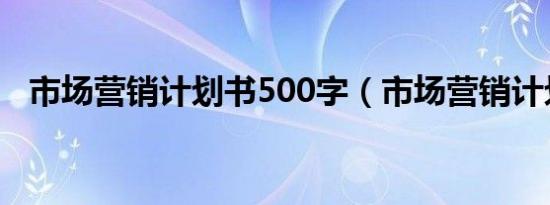 市场营销计划书500字（市场营销计划书）