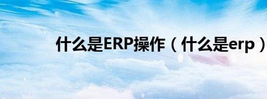 什么是ERP操作（什么是erp）