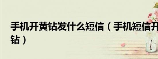 手机开黄钻发什么短信（手机短信开通qq黄钻）